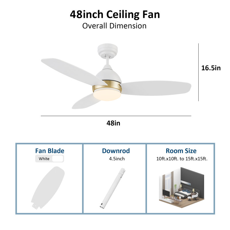 Ventilateur de plafond 48 po avec lumières DEL Ekamjeet