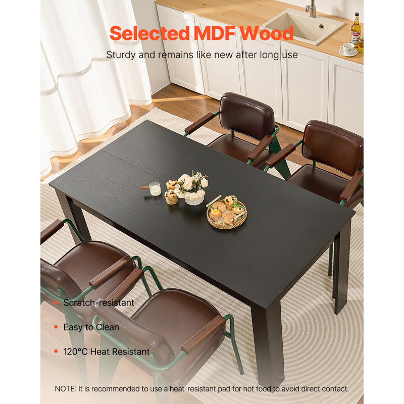 63in Rectangle Dining Table Wood Kitchen Table for 4-6 Person Black (Only Table)