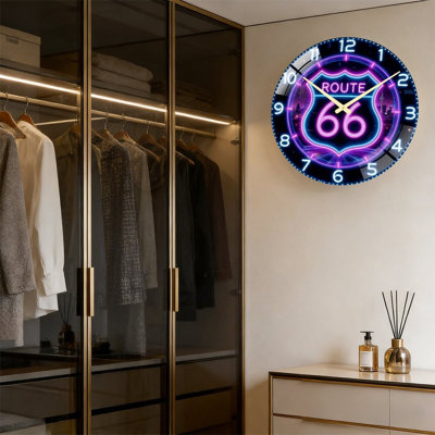 Horloge murale Neon Route 66