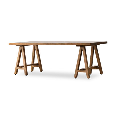 Simple log-style large rectangular solid wood dining table