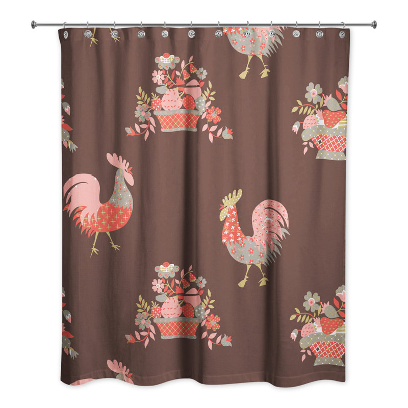 Rideau de douche simple coq Hamil, Brun
