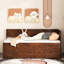 Lit de jour simple en noyer avec tablette pratique et agencement de tiroirs - Space Handy Combinaisons Modern Home Staple