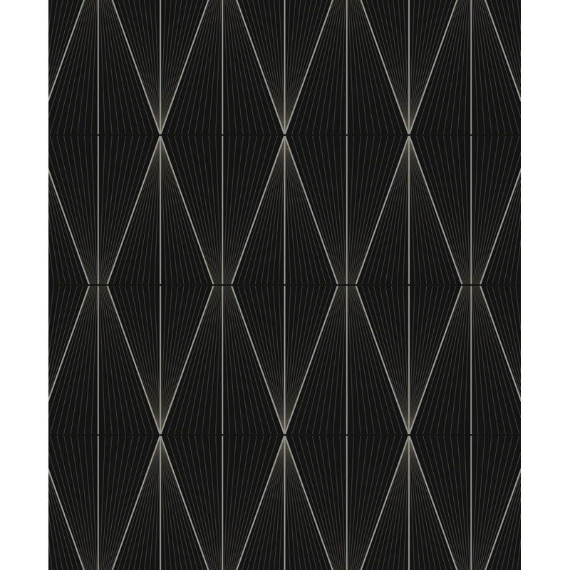 Rouleau géométrique Adriannah, Ébène / argent métallique