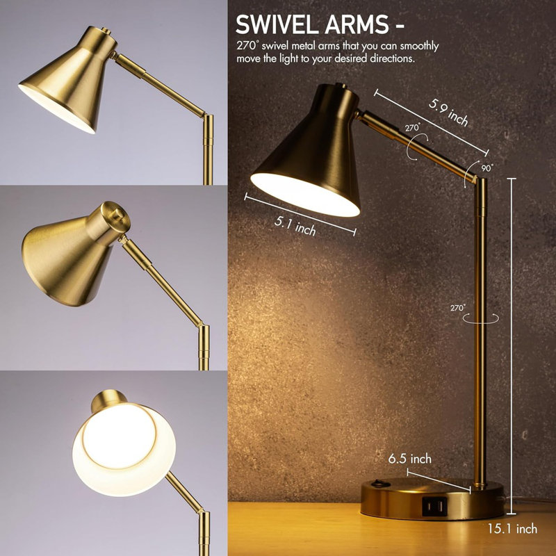 USB Desk Lamp, Antique Brass