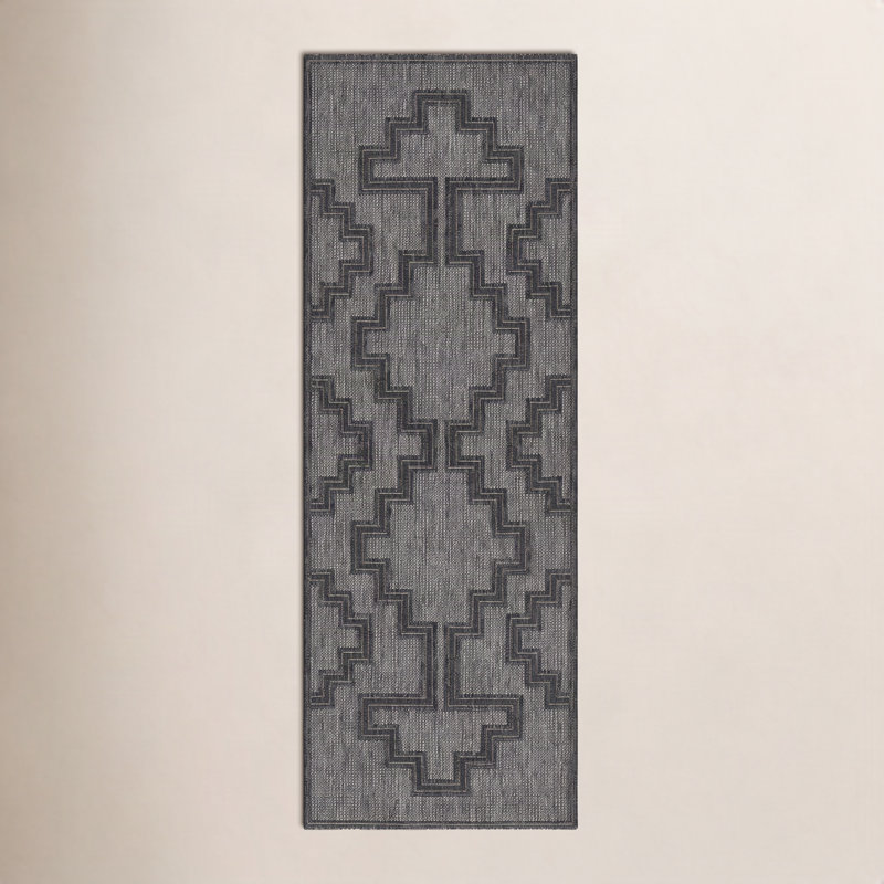 Tapis intérieur / extérieur gris anthracite Ava, Tapis de couloir 2 pi 7 po x 7 pi 6 po