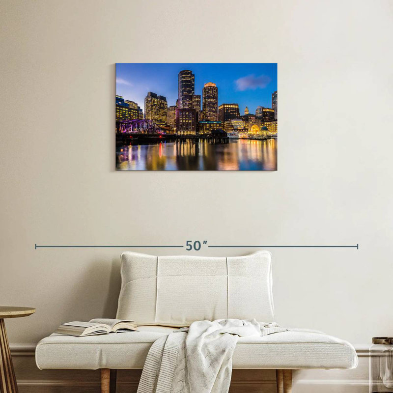 Ravi illuminé l'horizon de Boston, H 20 po x l 30 po
