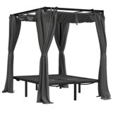 Double Outdoor Sun Lounger With Curtains - Stylish Anthracite Finish