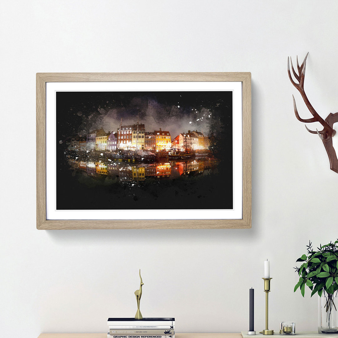 Nyhavn Canal in Denmark - Picture Frame Graphic Art Print