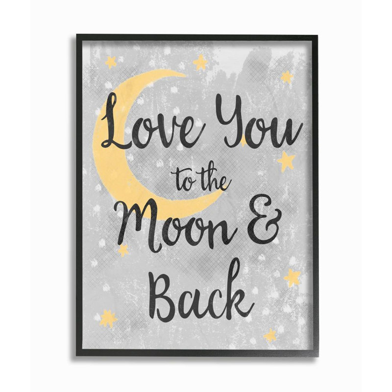 Art de lune Lerner Love You, H 20 po x l 16 po x P 1,5 po, Giclée encadrée noir minuit