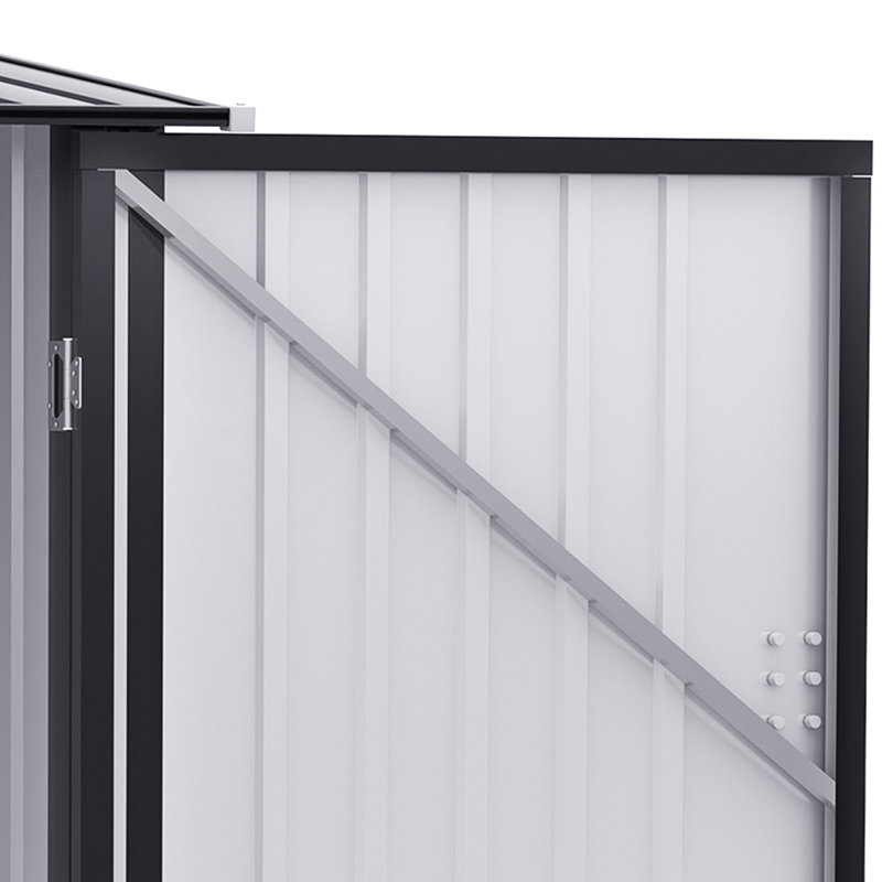 Maison de rangement extérieure en métal 3,3 po x 3,4 po, porte verrouillable, gris foncé, pour cour arrière, garage, patio, pelouse, compartiment à outils d'organisation de jardin, 3,4 pi, métal galvanisé, unité d'outils de jardin
