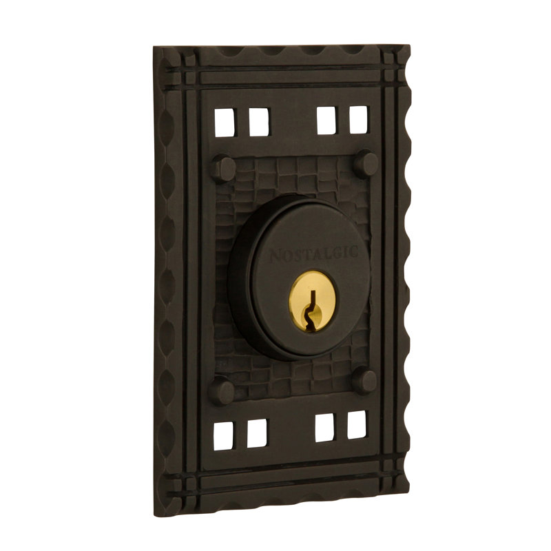 Nostalgic Warehouse Craftsman Plate Double Cylinder Deadbolt, Oil Rubbed Bronze
