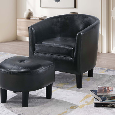 Aldayshein 25.55" Wide Barrel Chair and Ottoman