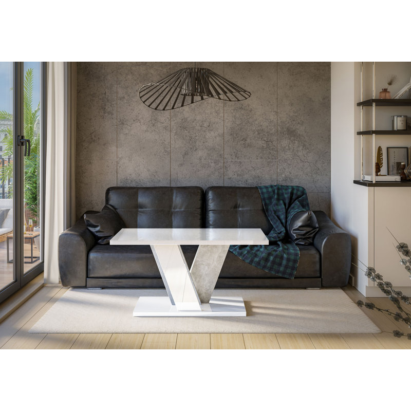 Pedestal Coffee Table with Storage, White