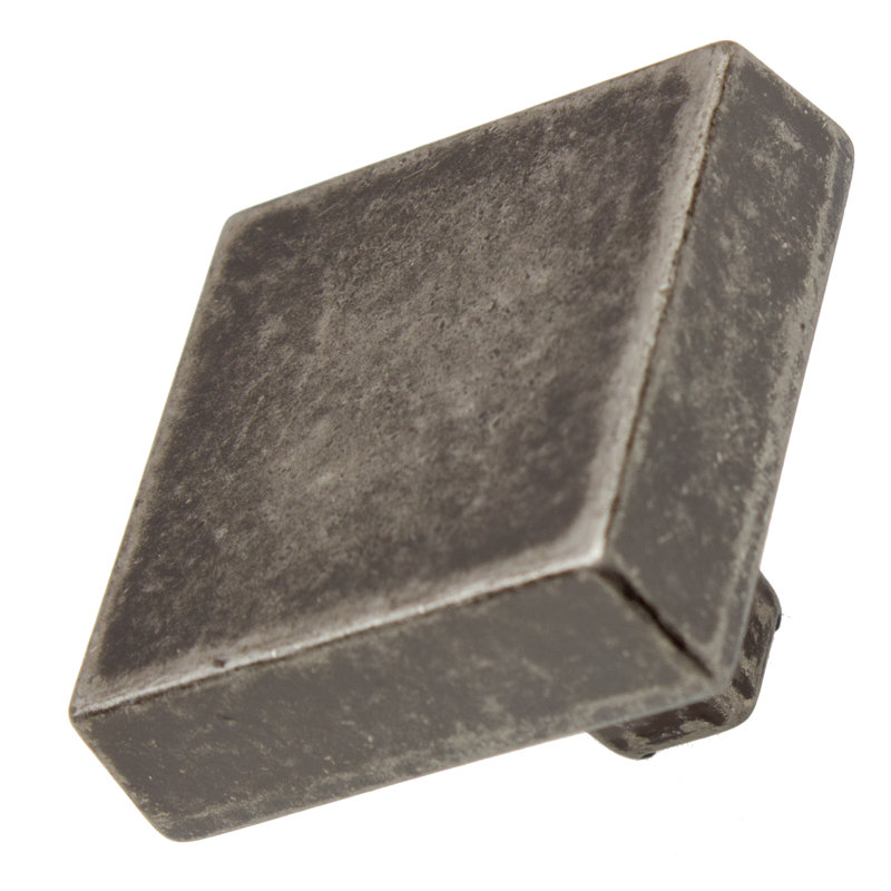 1 1/8" Length Square Knob, Weathered Nickel