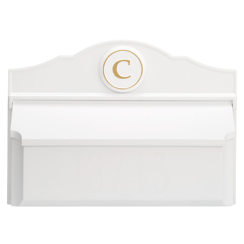 Colonial Wall Mounted Mailbox, White/Gold, Yes