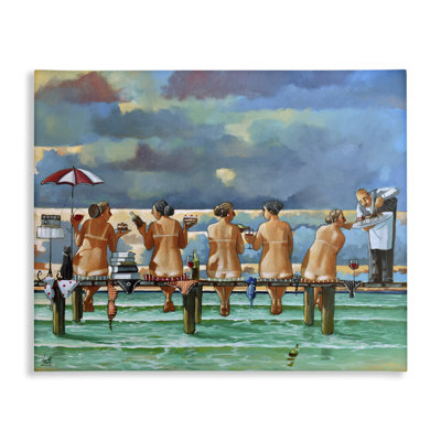 «Beach Dock Women Summer Fun», art mural par Ronald West