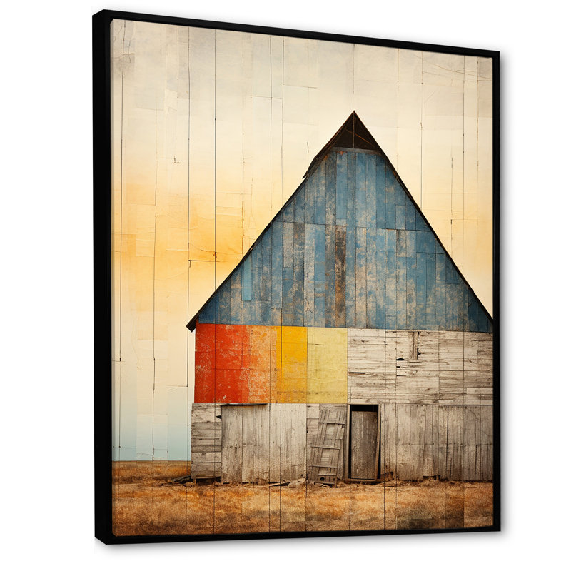 «Minimalisme Barn Mute Tone», reproduction d'art sur toile_106683, H 40 po x l 30 po x P 1,5 po, Cadre flottant noir