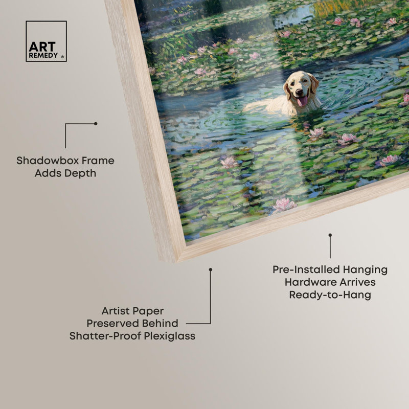 «The Pond Under the Bridge Shadowbox Print» par Art Remedy, H 16 po x l 11 po, Crème, crème