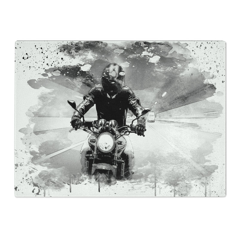 Motorbike Rider V4 Modern  Glass Chopping Board