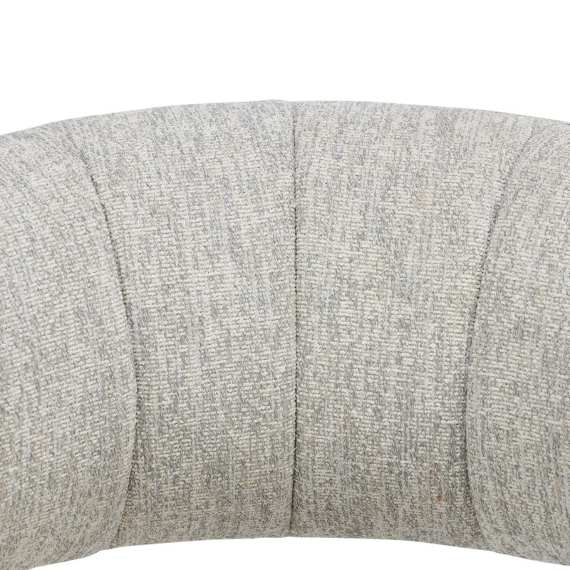 Ivory Bouclé Upholstered Swivel Barrel Chair with Wood Arms