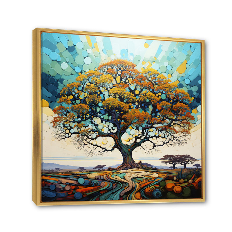 Baobab Tree Dancing III sur toile, H 30 po x l 30 po x P 1 po, Cadre flottant doré