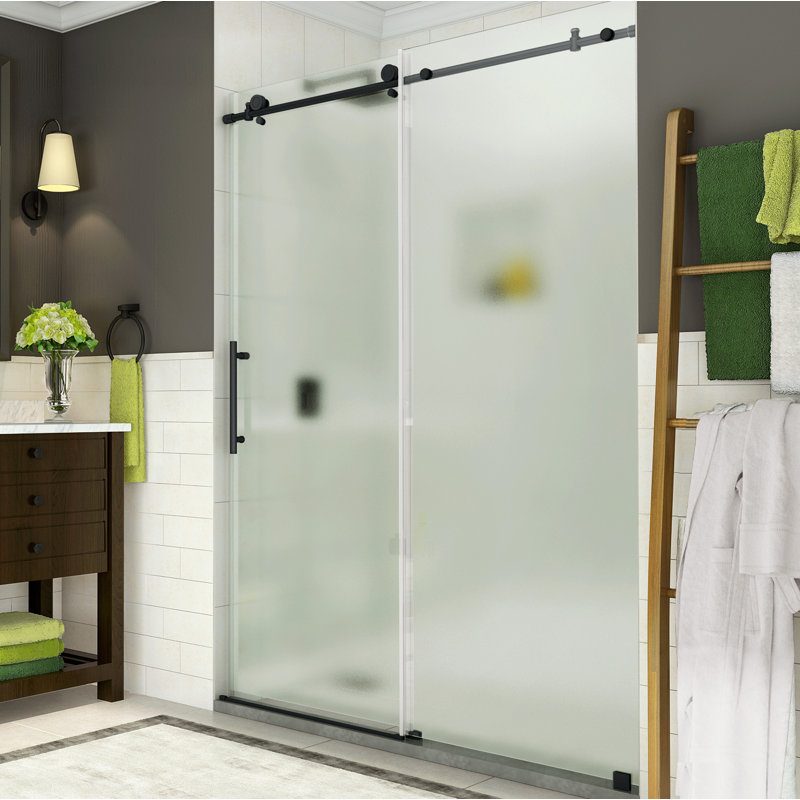 Coraline 48" x 76" Single Sliding Frameless Shower Door, Frosted