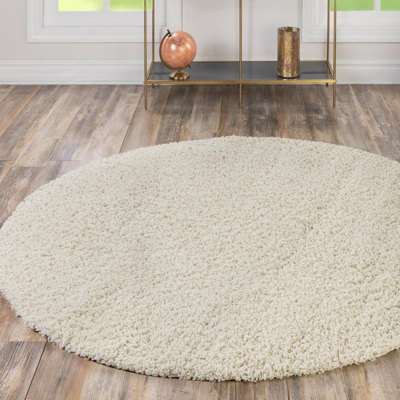 Tapis ivoire à poil long Eginhardt, Rond de 3 pi 1 po