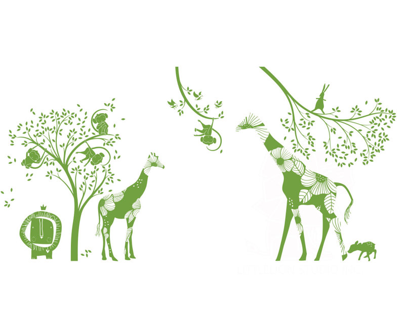 Décalcomanie murale jungle baby, Vert lime
