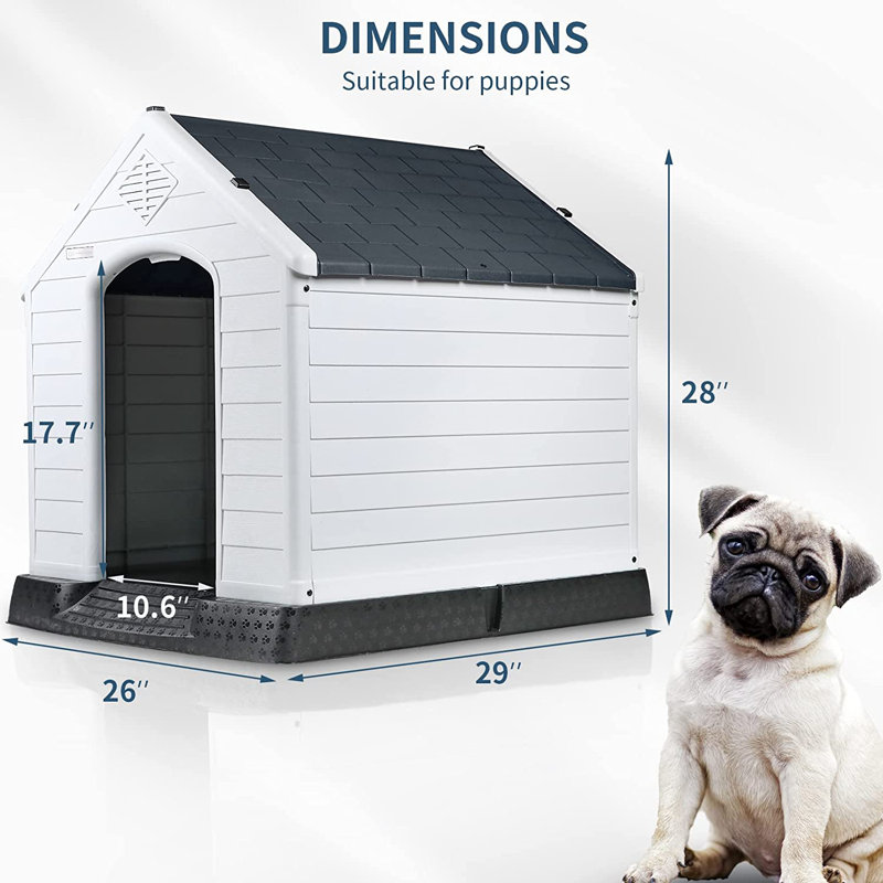 Niche pour chien en plastique Aunyae, Gris, H 28 po x l 26 po x P 29 po