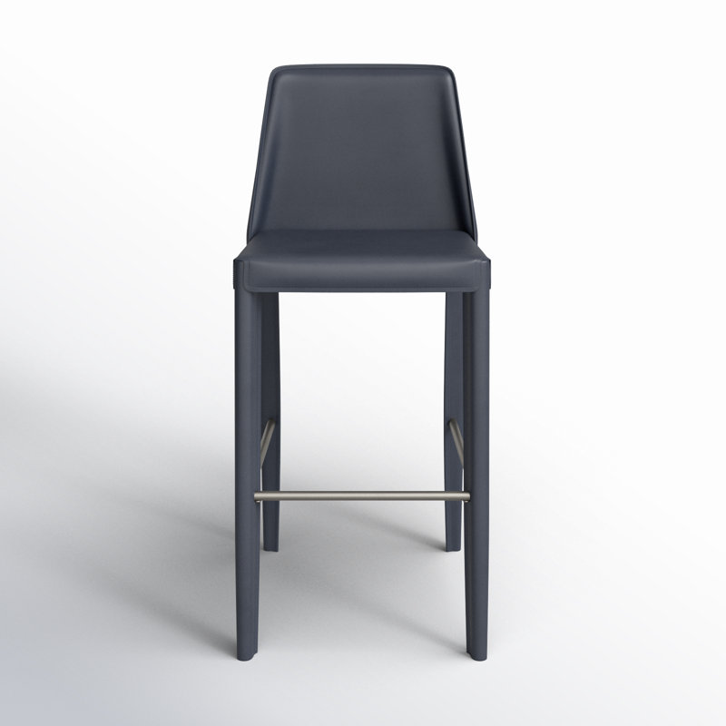 Pemma Vegan Leather Bar Stool, Dark Blue