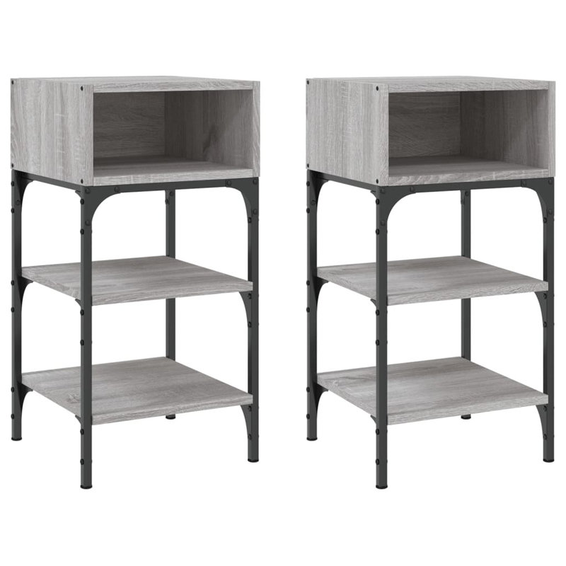 Dungall 35cm W Iron Bedside Table, Grey Sonoma