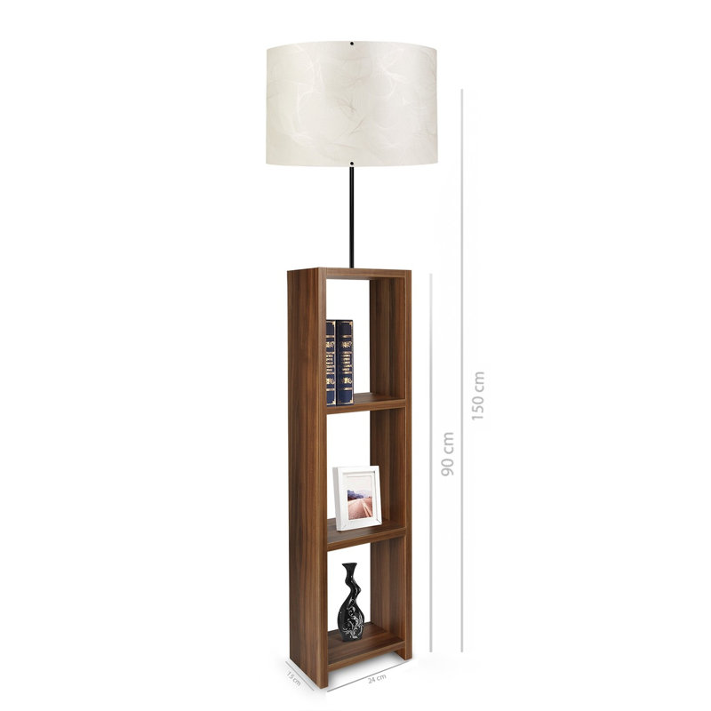 Lampe sur pied à colonne Rueter, Brun, 59" H, Perle