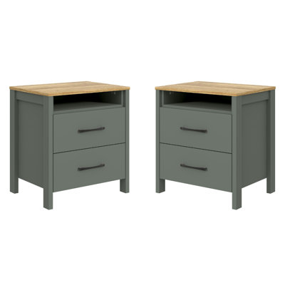 Ensemble de 2 tables de chevet modernes à 2 tiroirs Chabot