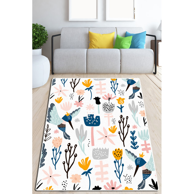 High-Quality Area Rug, 3.3 x 5.2 ft, 100% Polyester, 0.2 in Pile Height | Antibacterial, Non-Slip Felt Dot Underside | Machine Washable at 86°F, Easy Care | Perfect for Living Room, Bedroom, and Hallways
