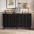 55 Inch Black Sideboard Buffet With 4 Doors, Credenza Storage Cabinet, Brass Handle and and Solid wood legs, Fluted Coffee Bar with Adjustable Shelf, Kitchen Sideboard for Living Room, Bedroom