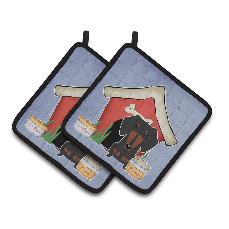 Caroline's Treasures Dog House Polyester Potholder, Black