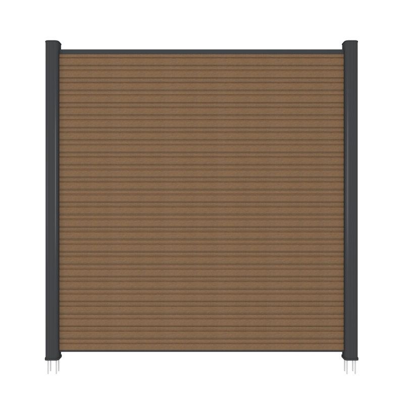 Ensemble de panneau de clôture en composite de teck péruvien hybride UltraEeasy de style hybride avec cadre noir 6 pi x 6 pi