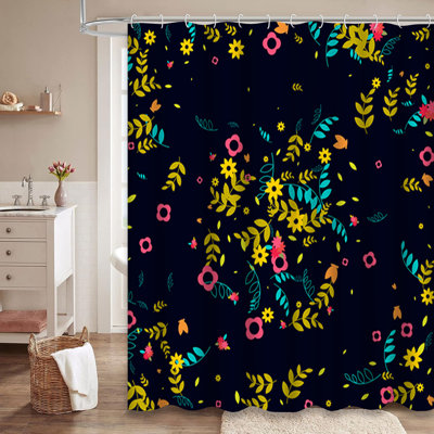 Rideau de douche à 12 crochets Floral Spring Summer Flowers