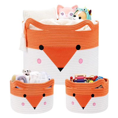 Grand panier de rangement pour jouets - paquet de 3 - orange