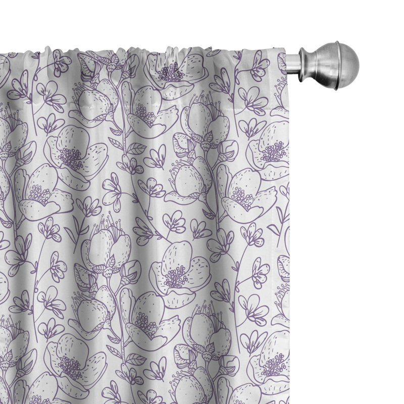 Floral Semi-Sheer Rod Pocket Curtain Panels, 28" x 63"