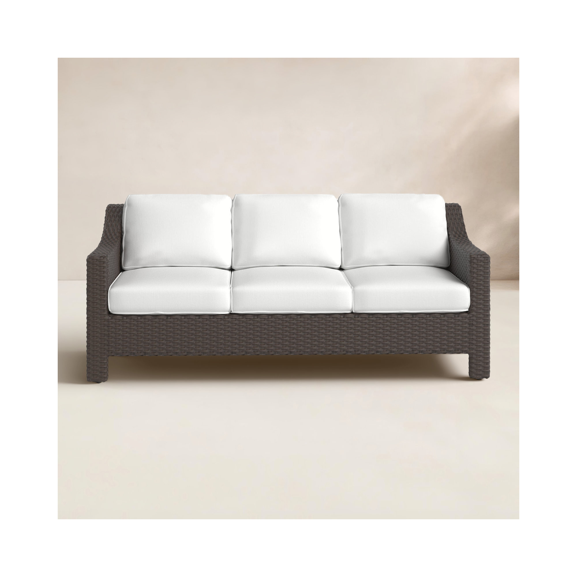 80'' Wide Wicker Patio Sofa with Cushions