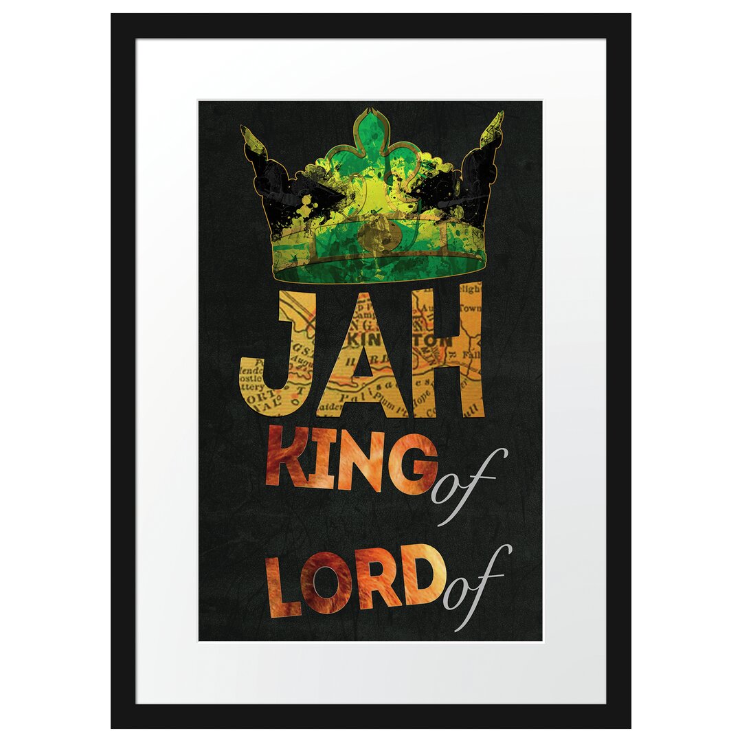 Gerahmtes Poster Jah King Black