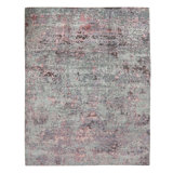 Hand Knotted Area Rug in Silver And Lilac