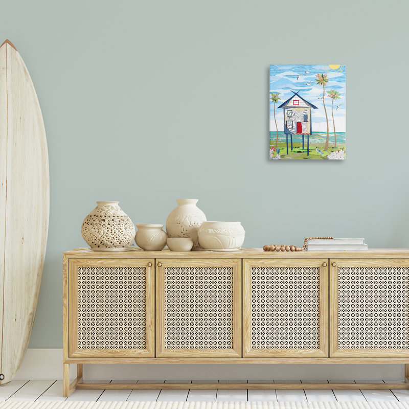 «Beach Holiday Getaway», art mural sur toile par Jennifer Peck, H 20 po x l 16 po