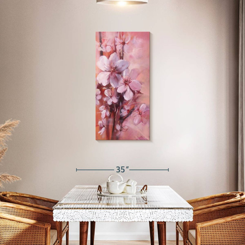Fleurs d'amandier japonais, H 42 po x l 21 po