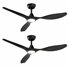 2pcs 52-inch Ceiling Fans With Lights And Remote Control Black