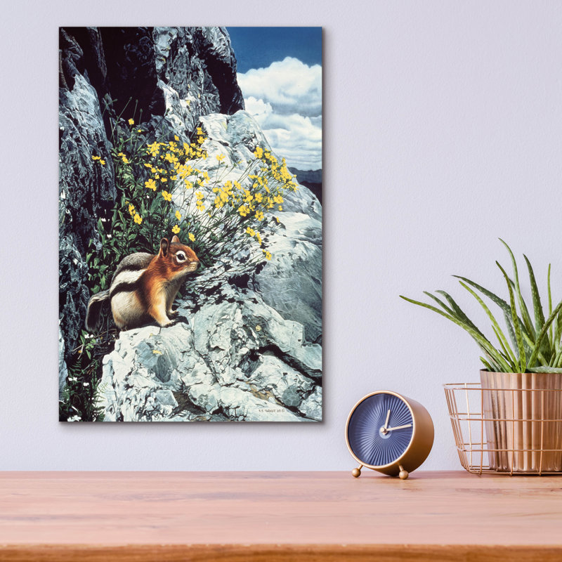 «Mountain Bloom-Ground Squirrel» par Ron Parker, art mural en verre acrylique, 12 po x 16 po, H 16 po x l 12 po x P 0,13 po