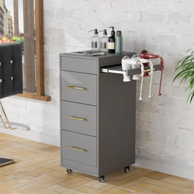 Wood Salon Trolley Cart With 4 Wheels