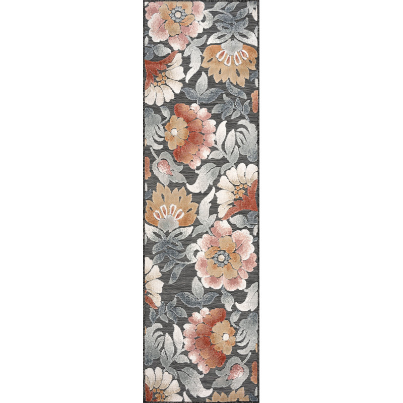 Tapis floral Elaina, Tapis de couloir 2 pi 2 po x 7 pi 3 po
