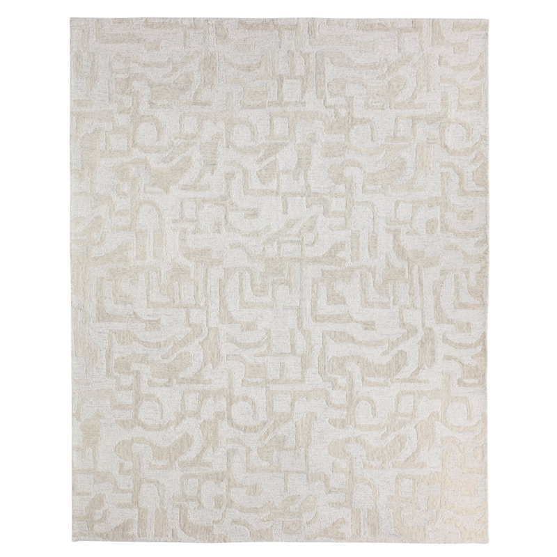 Jaipur Living Amine KAF03 Tufted Abstract Ivory/Tan Area Rug (9'6inX13'6in), Rectangle 9'6" x 13'6"